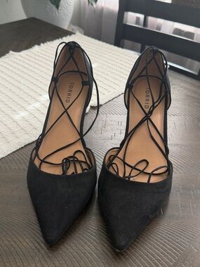 torrid Black Lace-Up Pointed Toe Heels